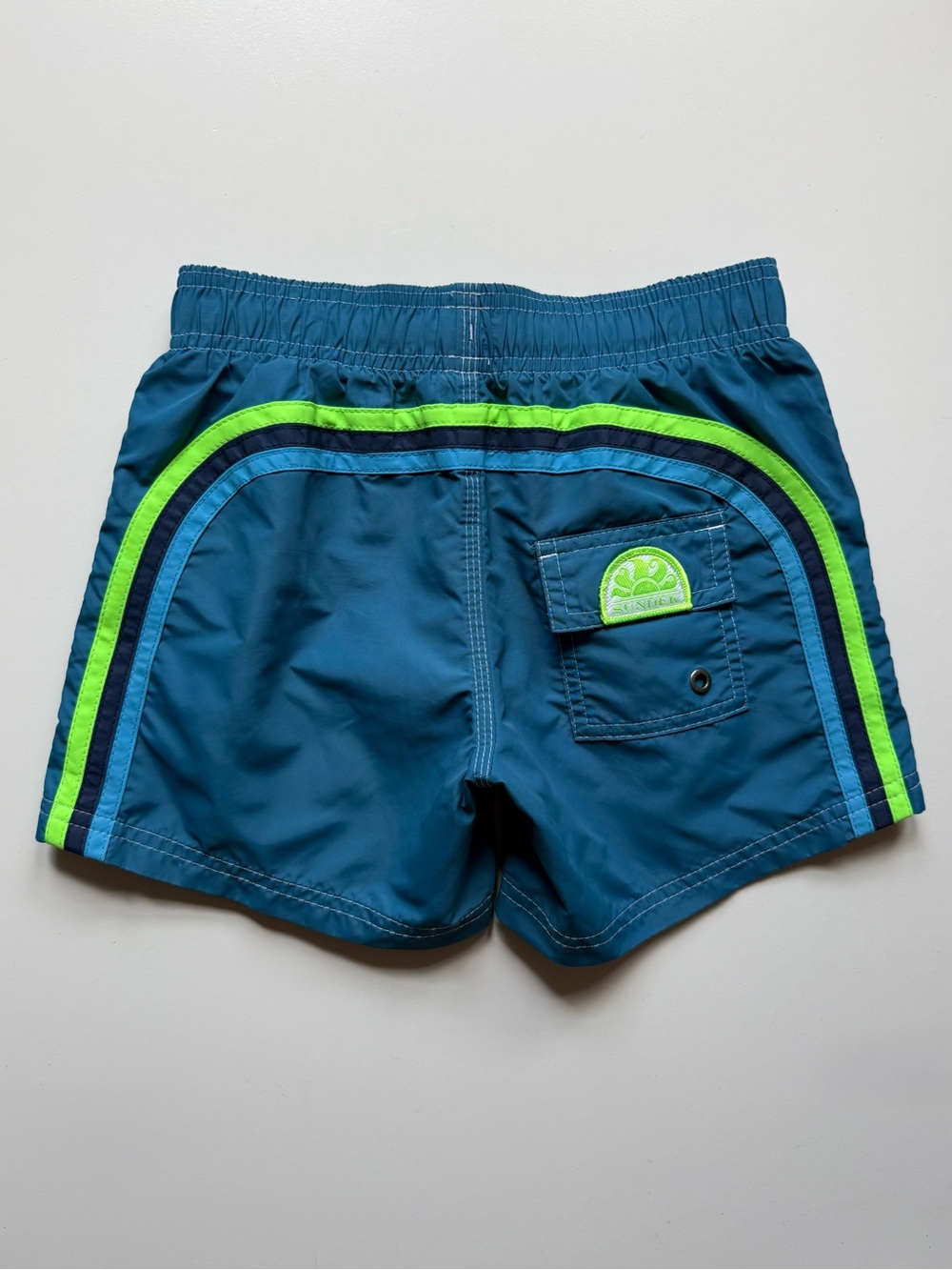 Sundek Boys Blue Swim Shorts - Short Elastic Waist Iconic Taffeta - Size 8
